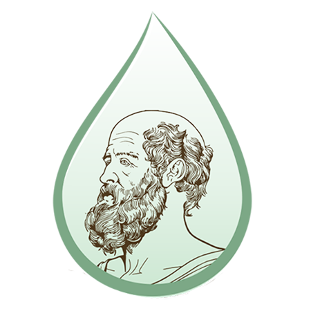 Λογότυπο με προτομή του Ιπποκράτη μέσα σε σταγόνα νερού Λογότυπο με προτομή του Ιπποκράτη μέσα σε σταγόνα νερού